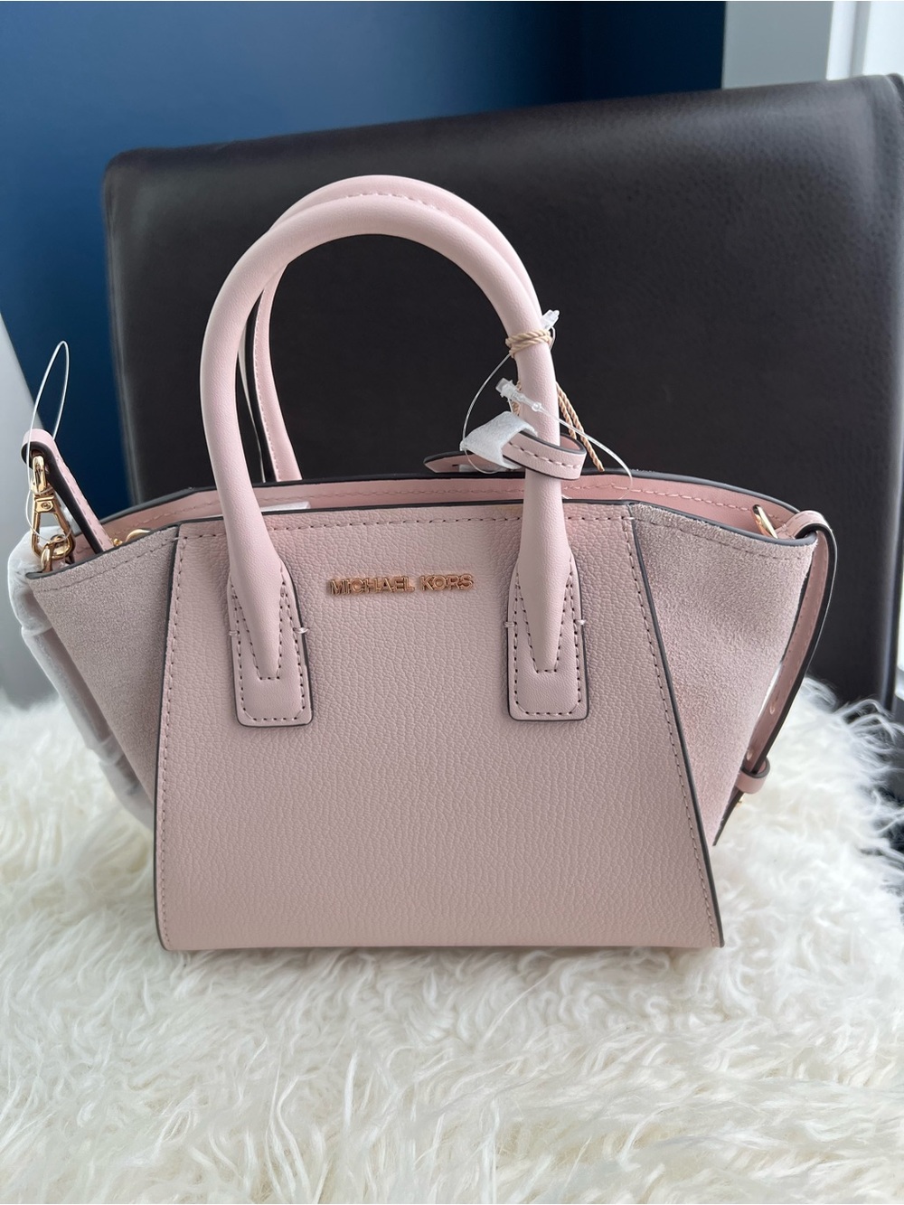 Michael Kors Avril Small Leather and Suede Satchel